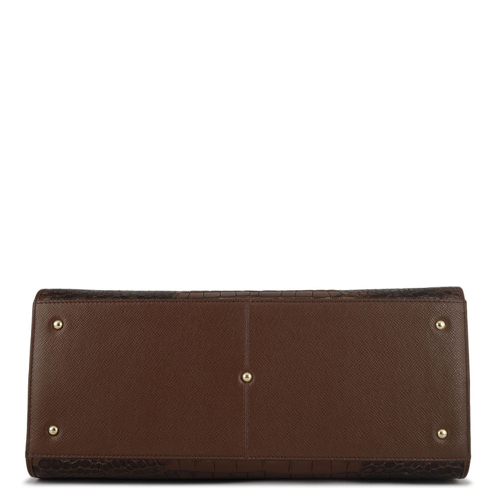 Large Croco Franzy Leather Satchel - Date