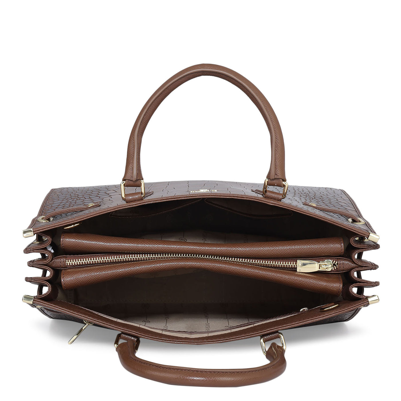 Large Croco Franzy Leather Satchel - Date