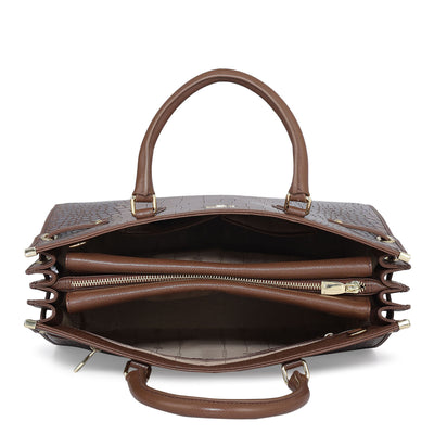 Large Croco Franzy Leather Satchel - Date