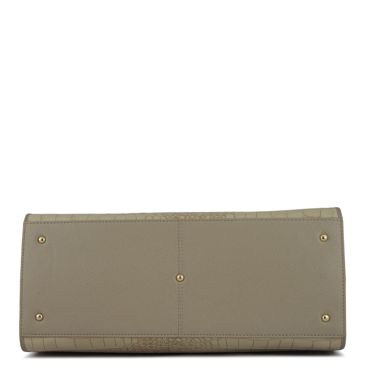 Large Croco Franzy Leather Satchel - Frost
