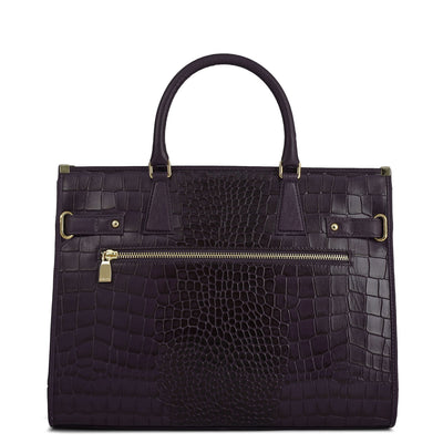 Large Croco Franzy Leather Satchel - Grapevine