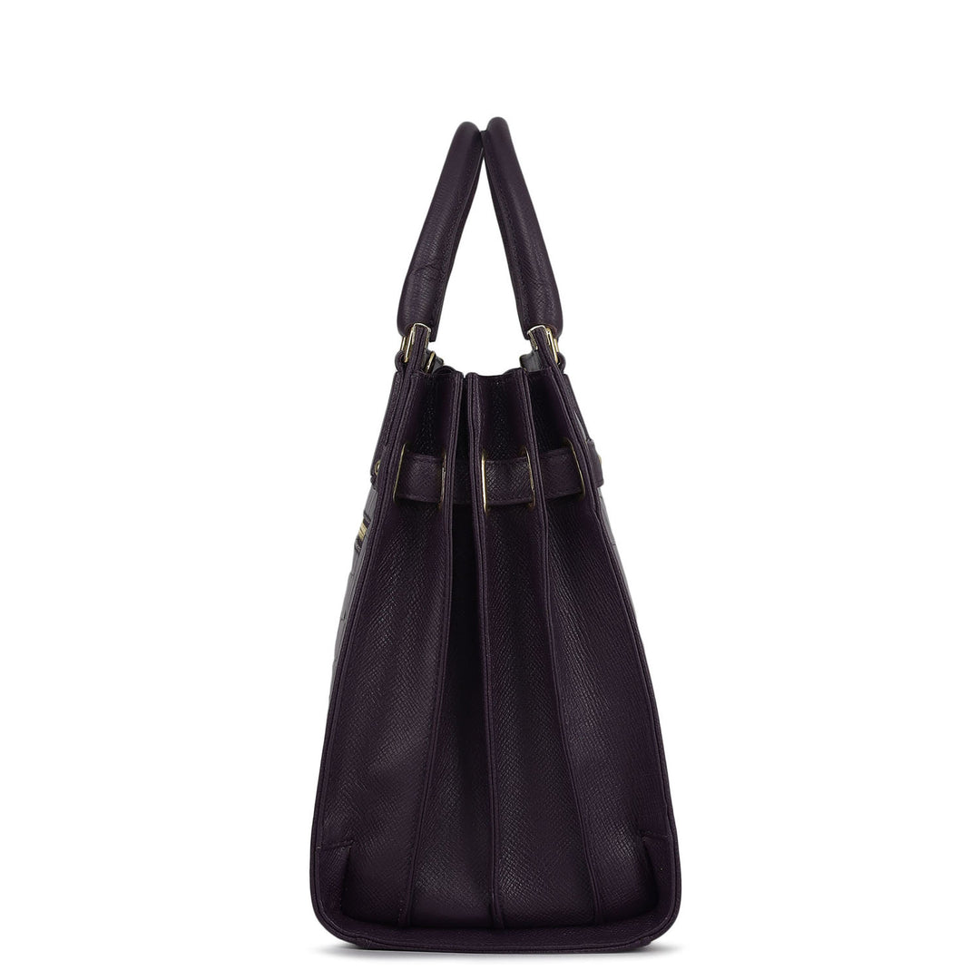 Large Croco Franzy Leather Satchel - Grapevine