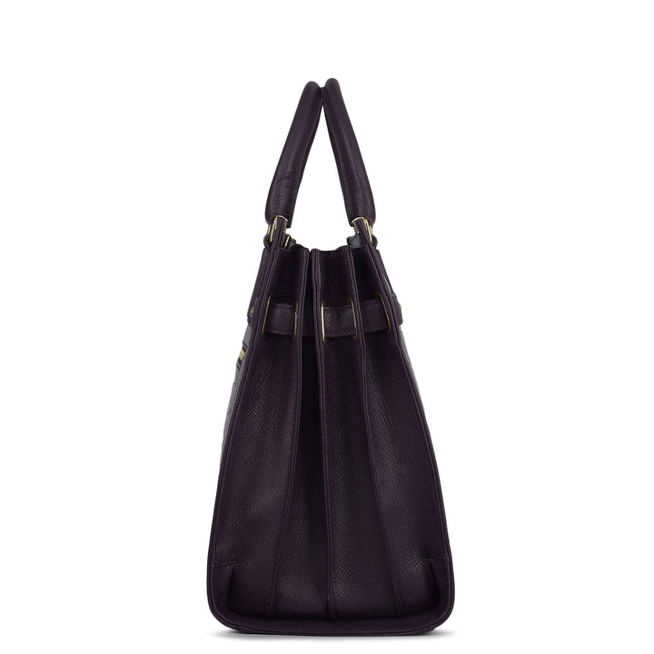 Large Croco Franzy Leather Satchel - Grapevine