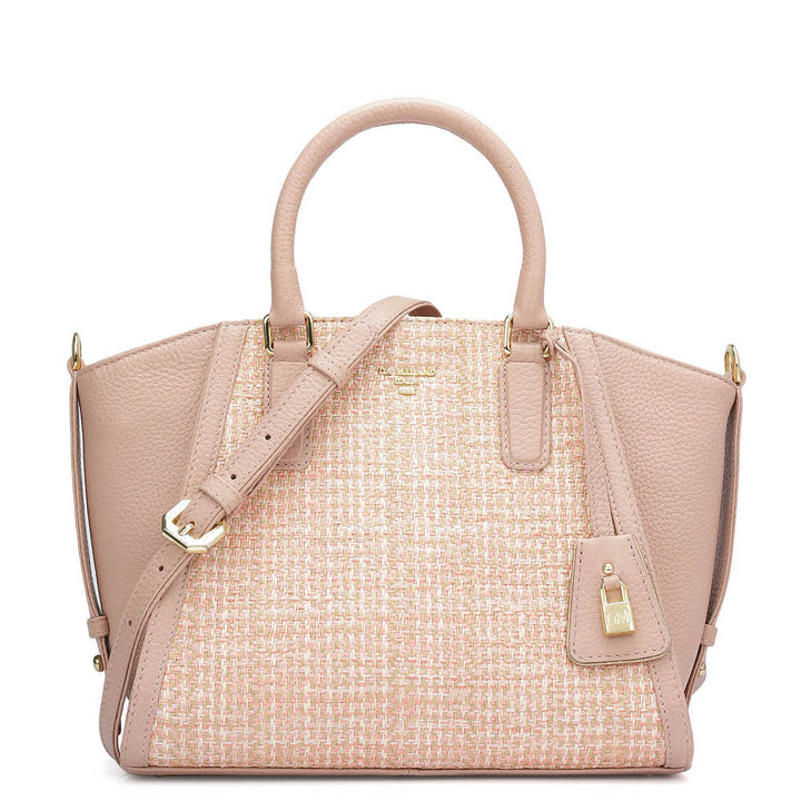 Small Canvas Wax Leather Satchel - Baby Pink