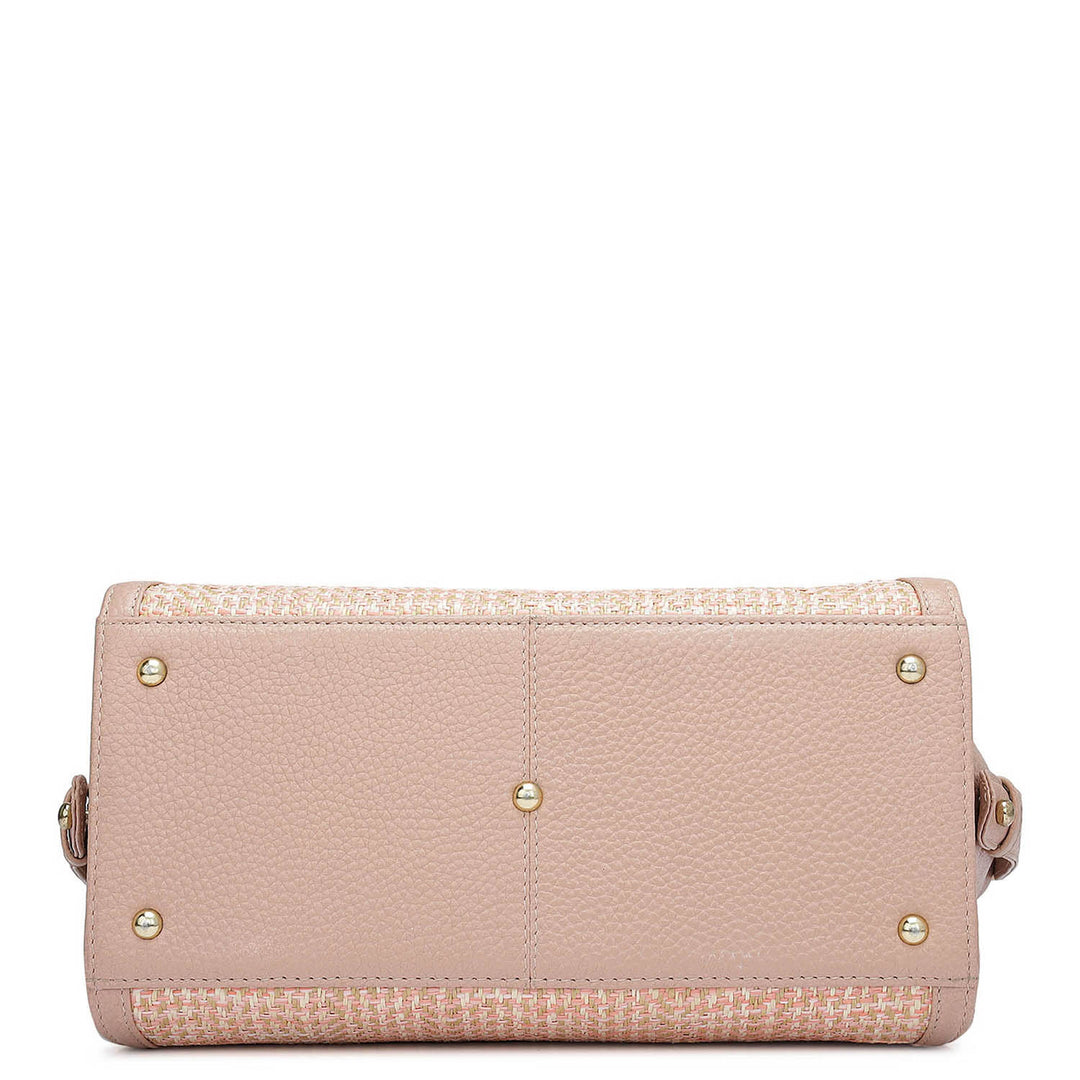 Small Canvas Wax Leather Satchel - Baby Pink