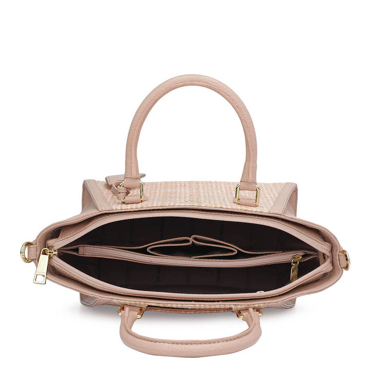 Small Canvas Wax Leather Satchel - Baby Pink