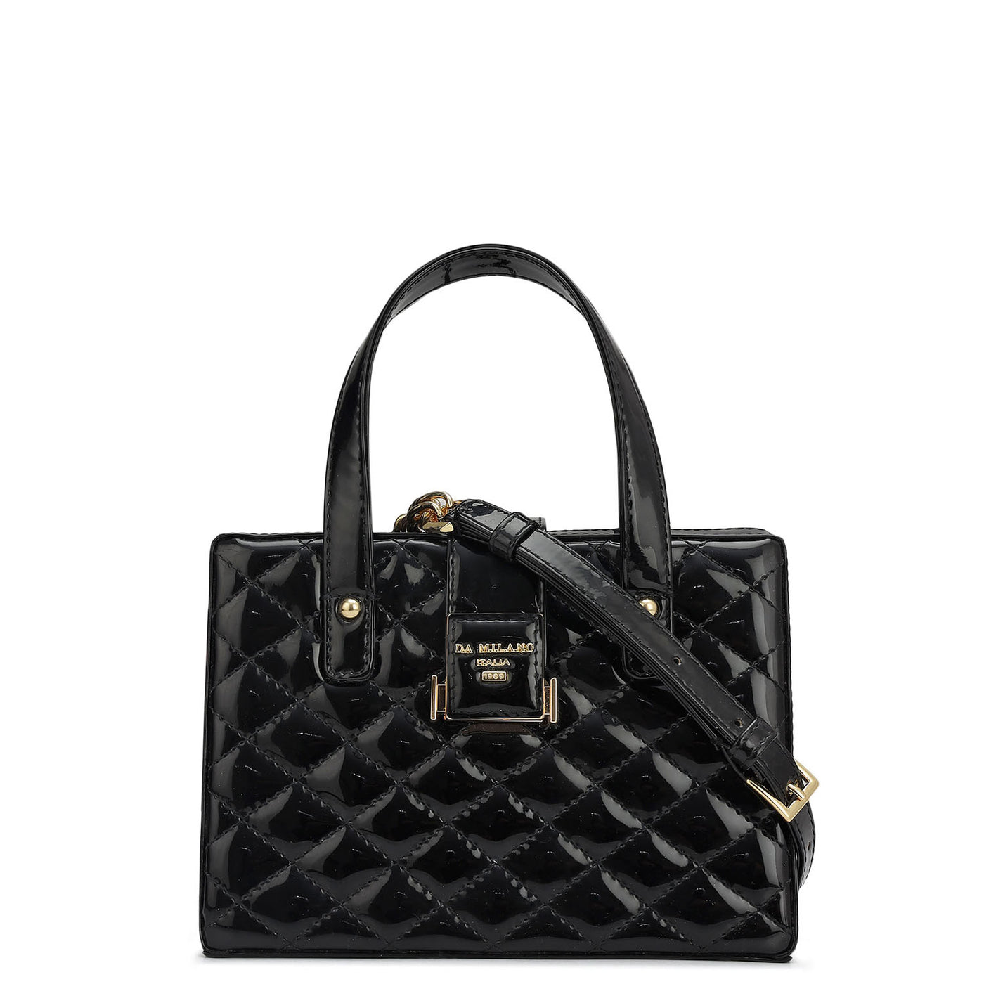 Small Patent Leather Satchel-Black