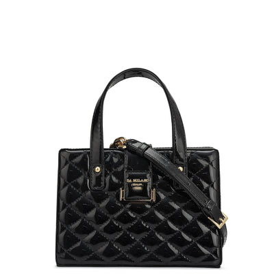 Small Patent Leather Satchel-Black