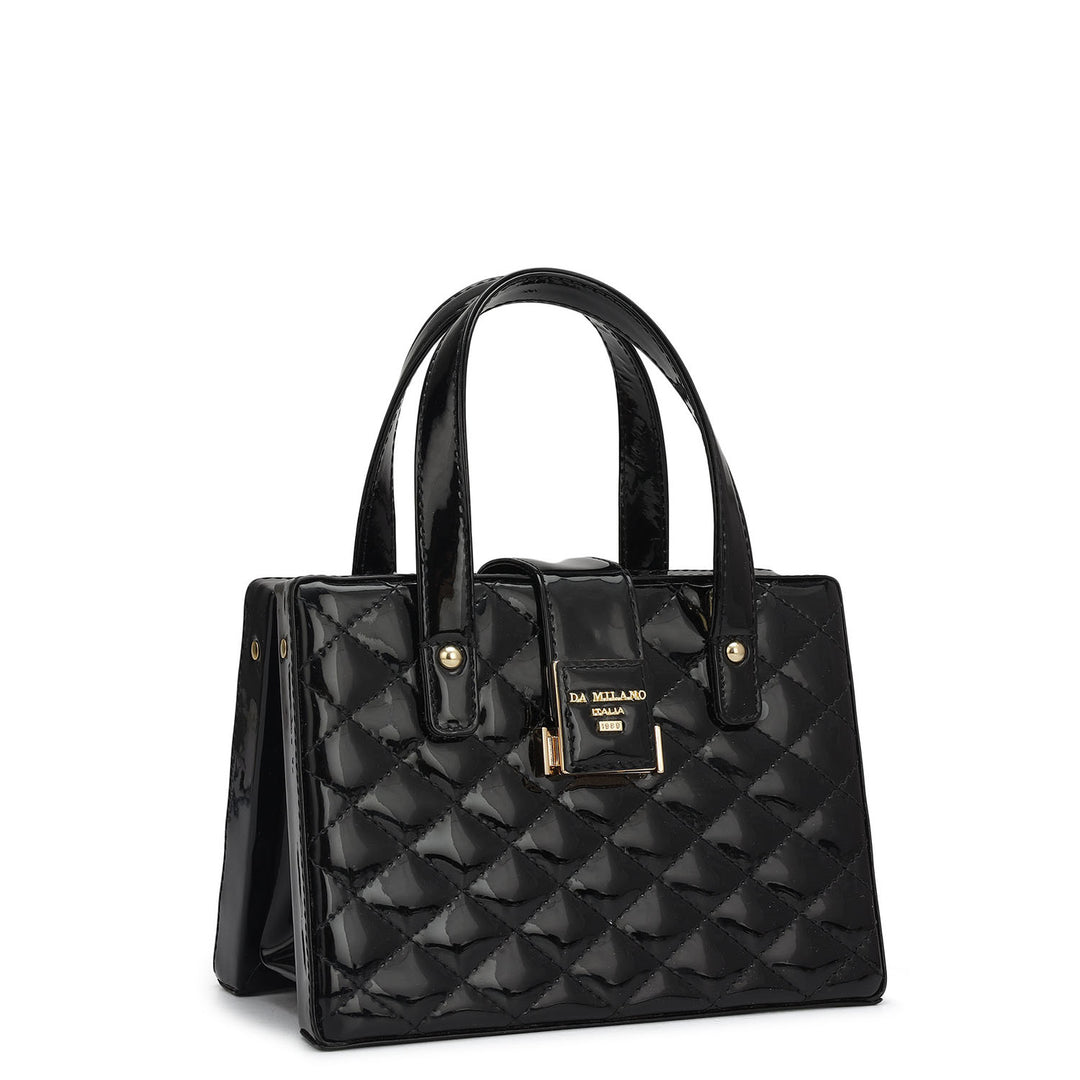 Small Patent Leather Satchel-Black