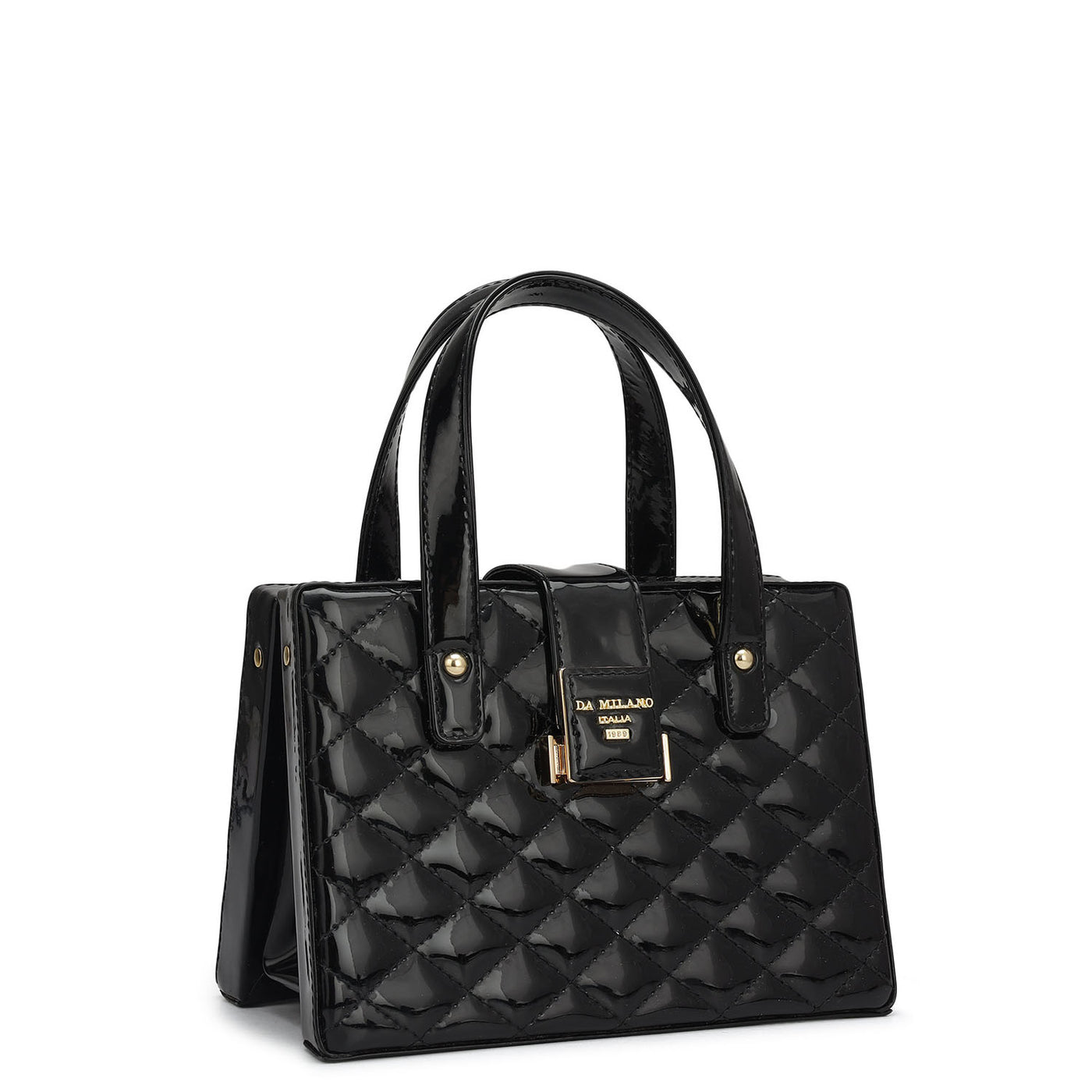 Small Patent Leather Satchel-Black