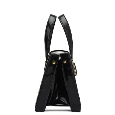 Small Patent Leather Satchel-Black
