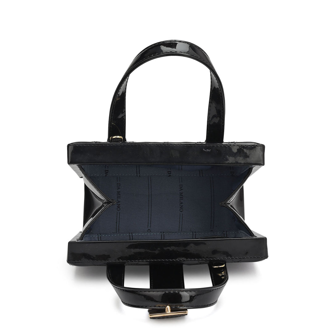 Small Patent Leather Satchel-Black