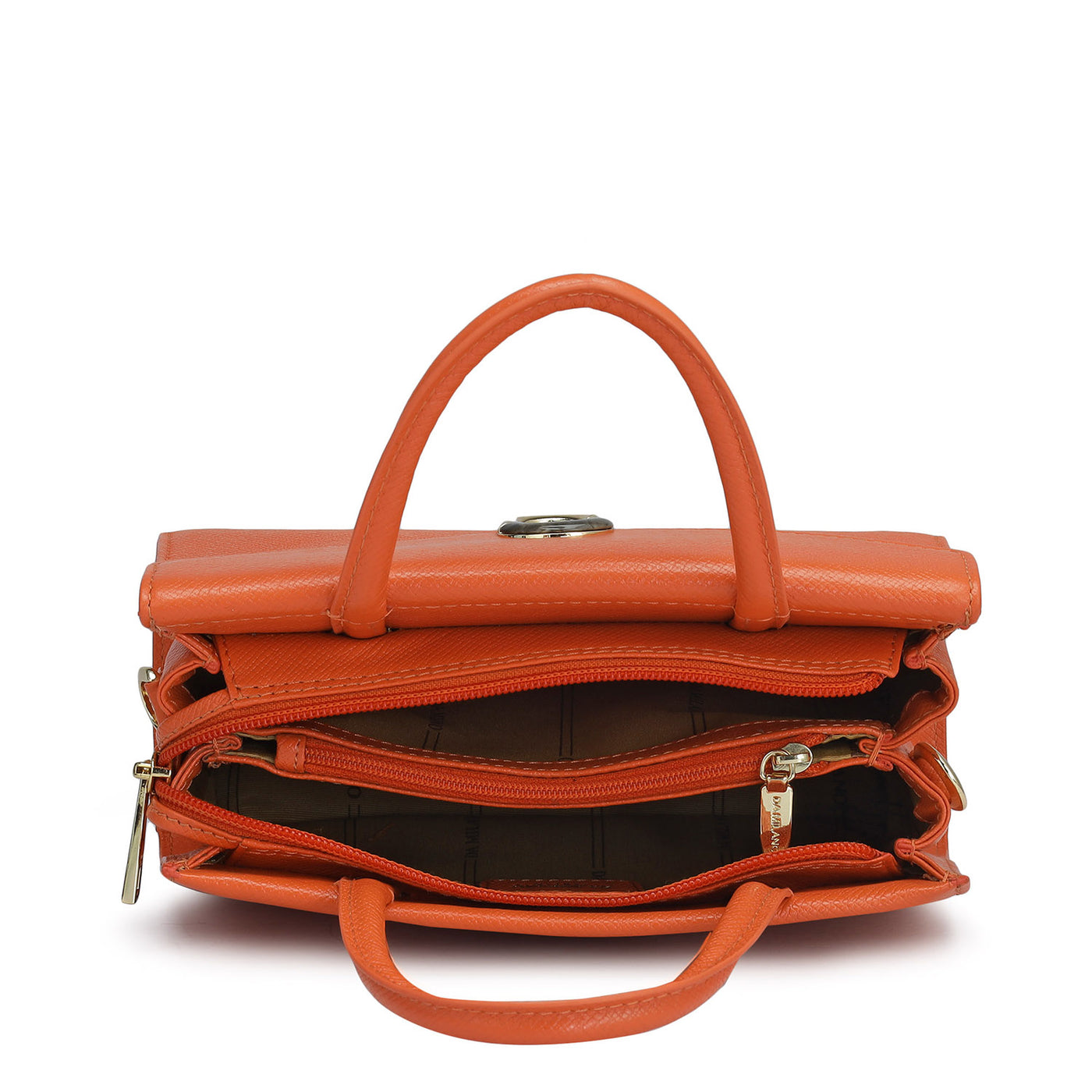 Small Franzy Leather Satchel - Pumpkin