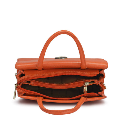 Small Franzy Leather Satchel - Pumpkin