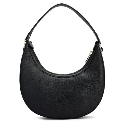 Small Wax Leather Hobo - Black