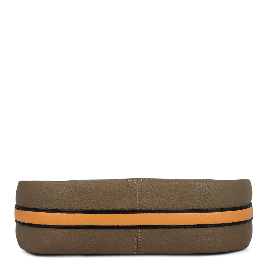 Medium Wax Leather Hobo - Greyish Taupe