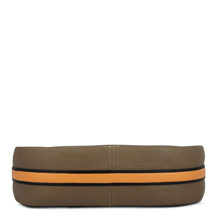 Medium Wax Leather Hobo - Greyish Taupe