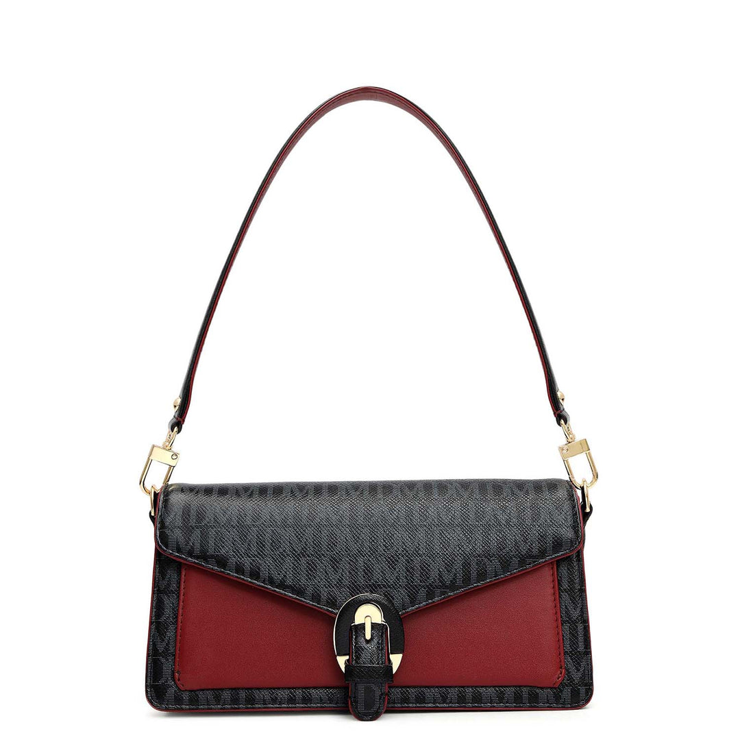 Small Monogram Leather Baguette - Black