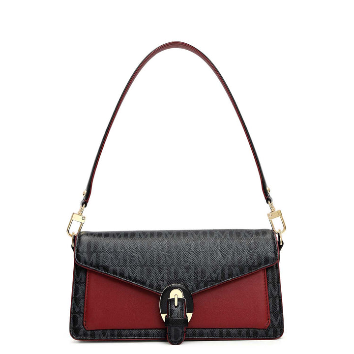 Small Monogram Leather Baguette - Black