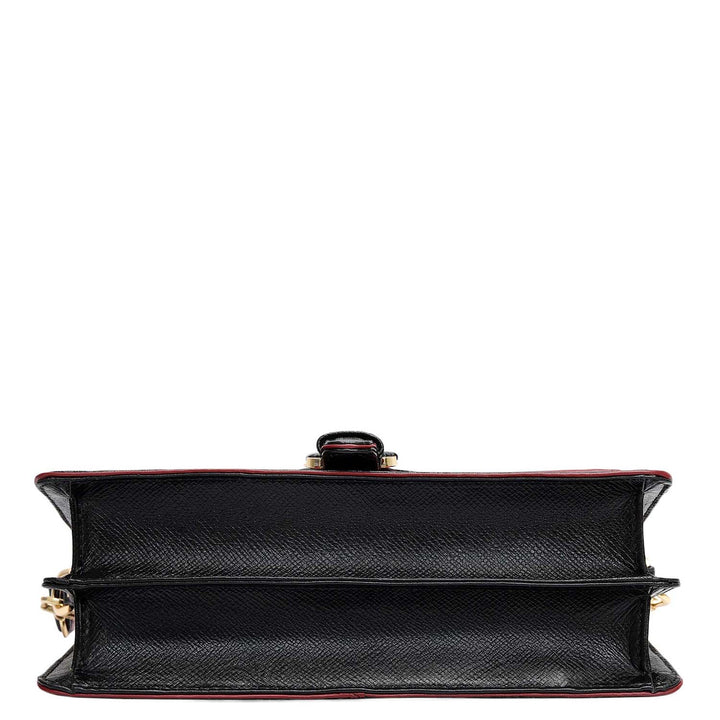 Small Monogram Leather Baguette - Black