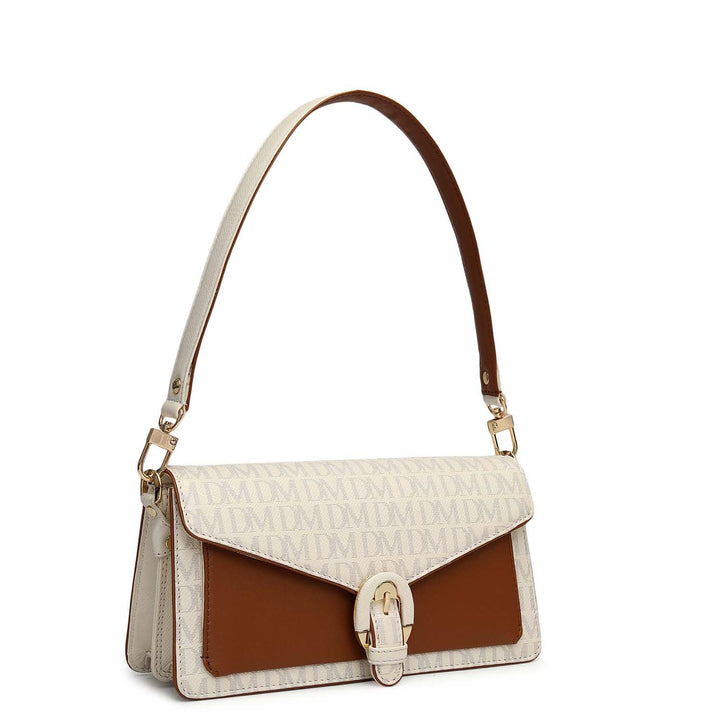 Small Monogram Leather Baguette - Marshmallow