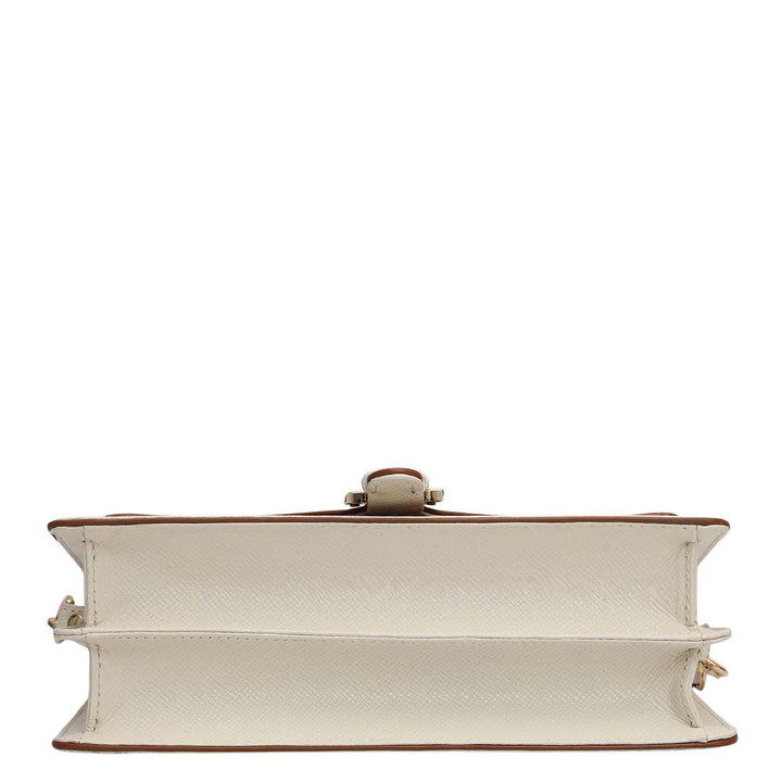 Small Monogram Leather Baguette - Marshmallow