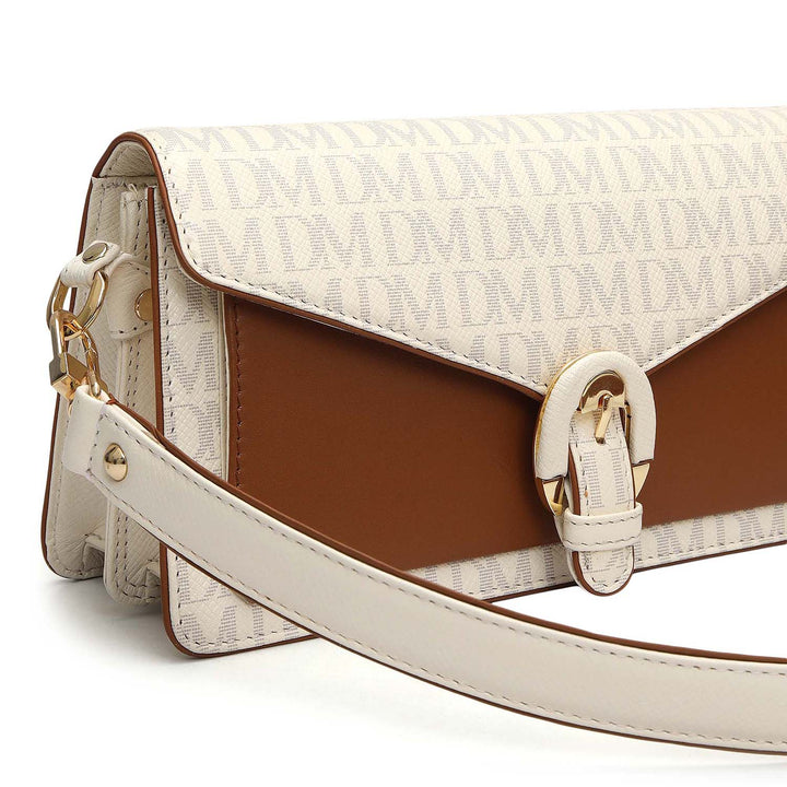 Small Monogram Leather Baguette - Marshmallow