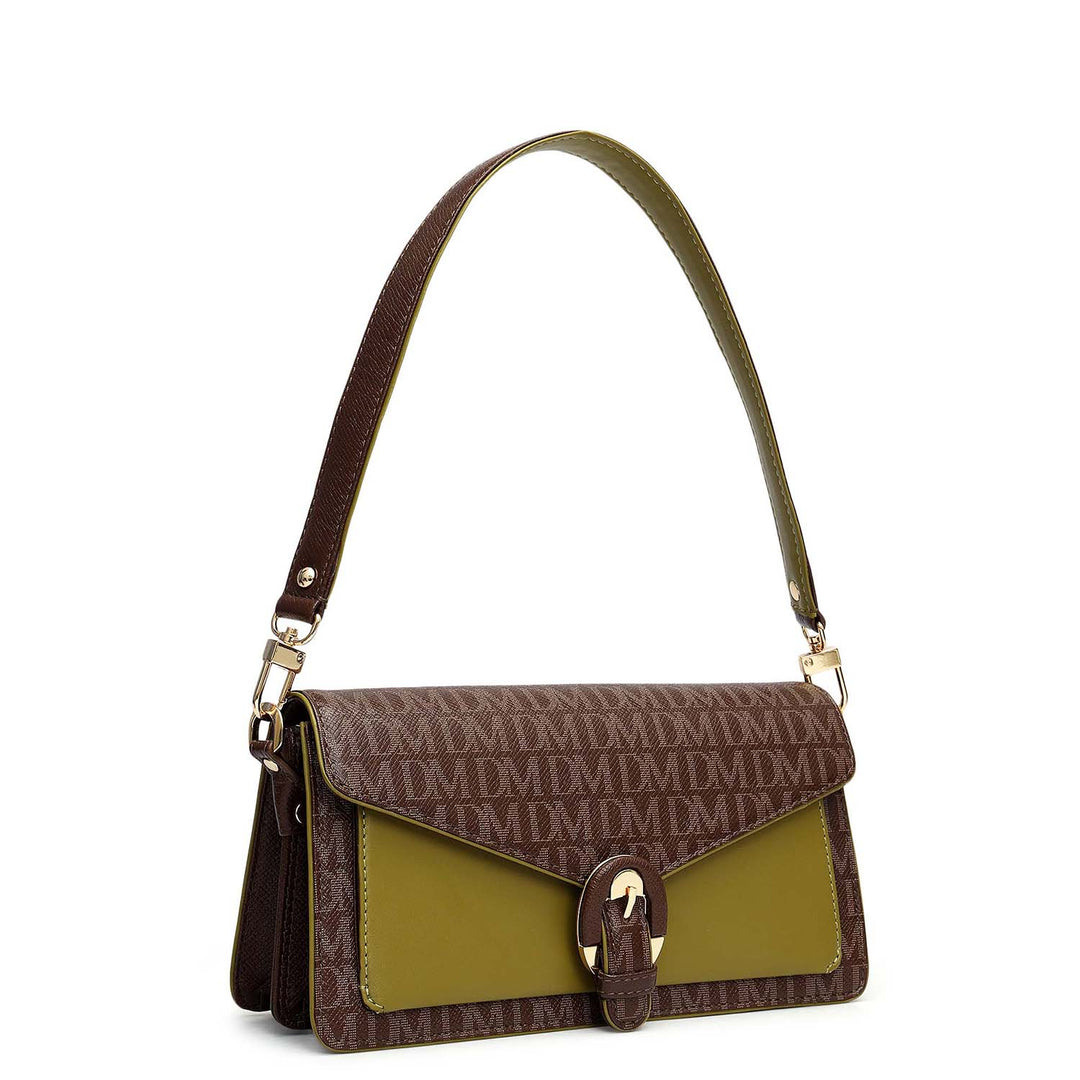 Small Monogram Leather Baguette - Walnut Lime