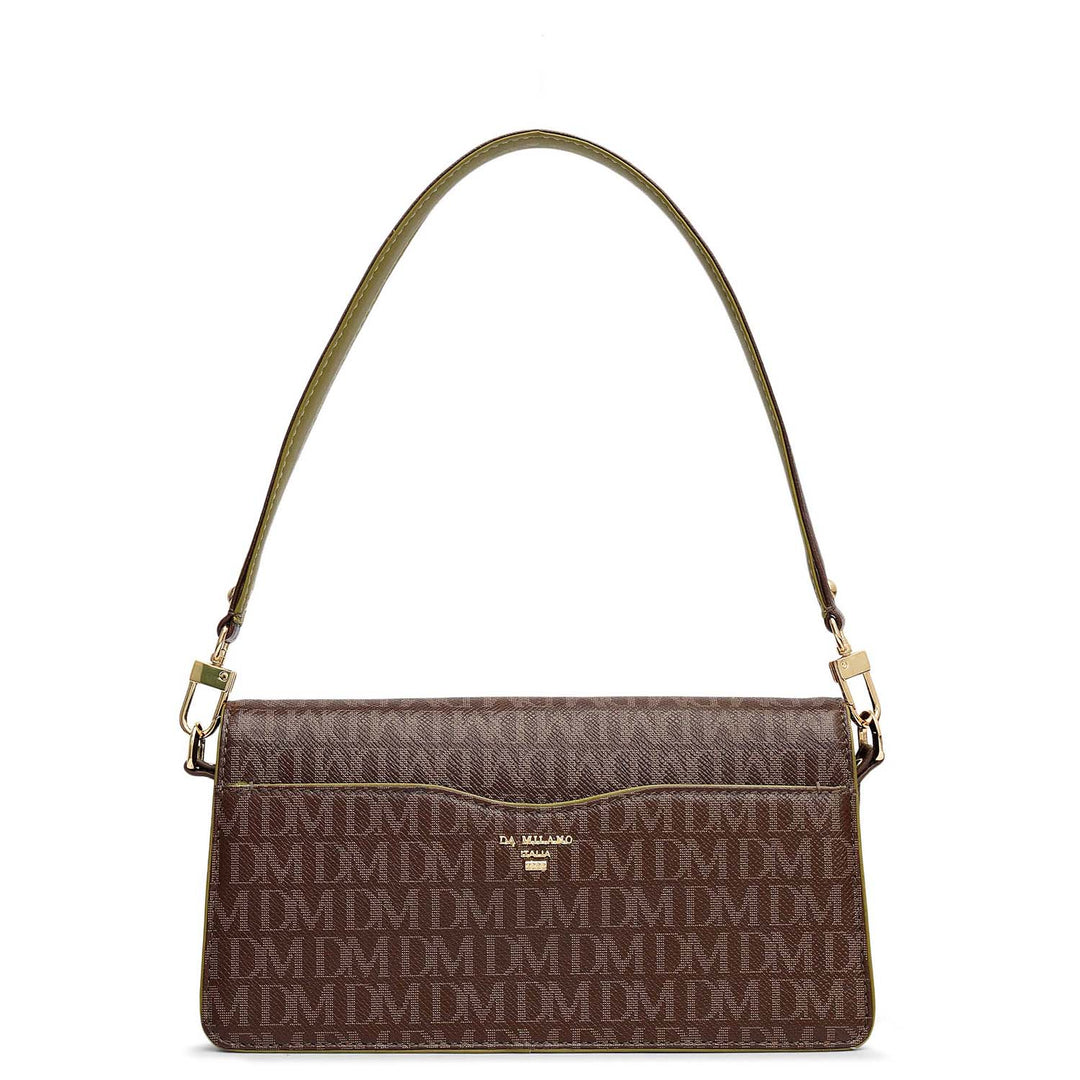 Small Monogram Leather Baguette - Walnut Lime