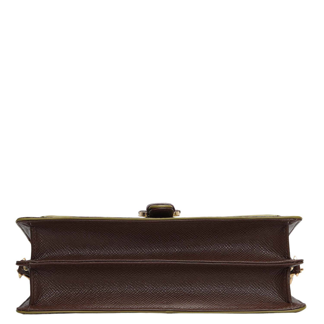 Small Monogram Leather Baguette - Walnut Lime