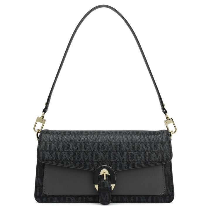 Small Monogram Plain Leather Baguette  - Black