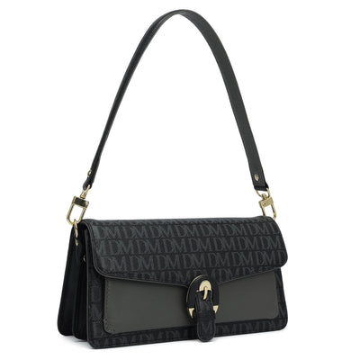 Small Monogram Plain Leather Baguette  - Black