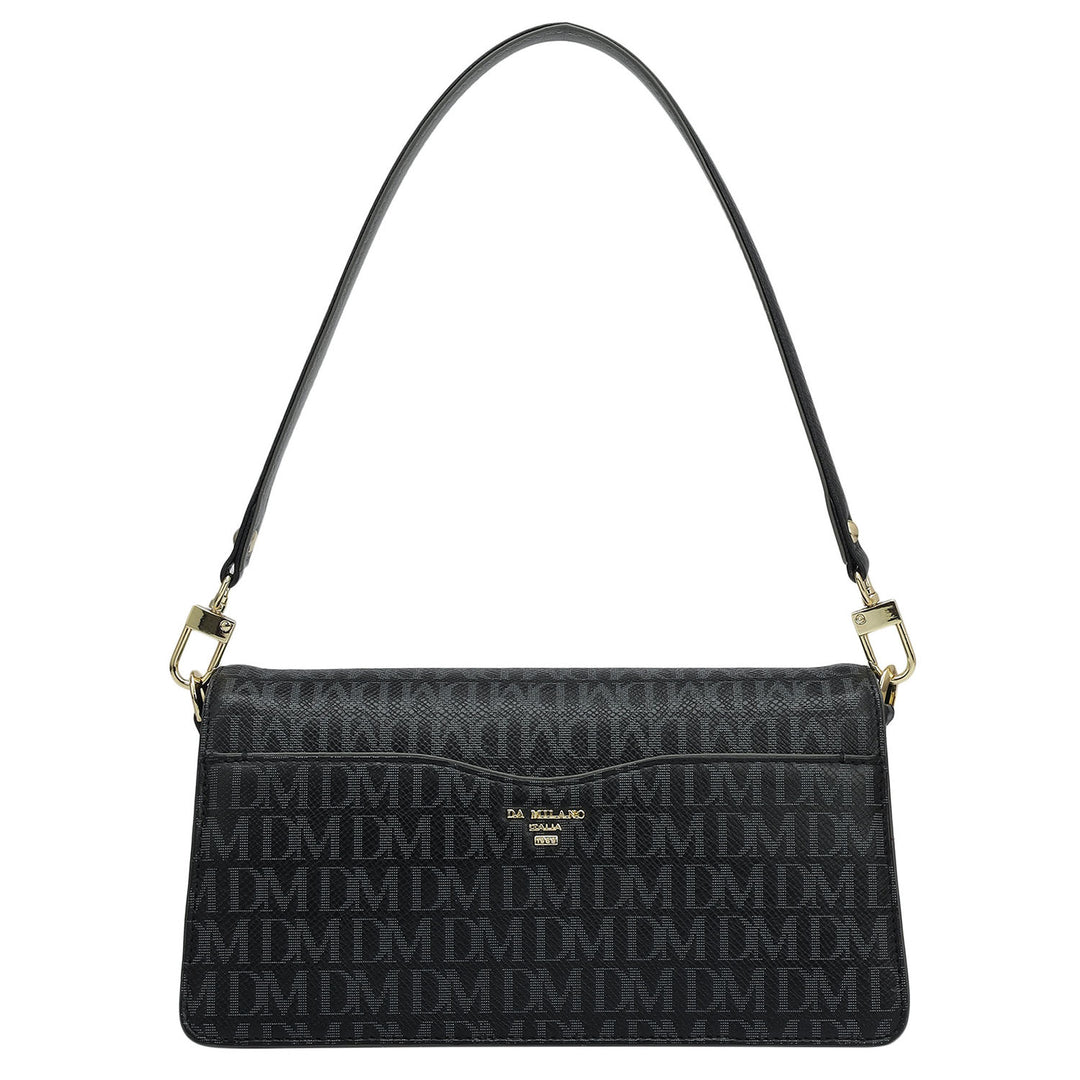 Small Monogram Plain Leather Baguette  - Black