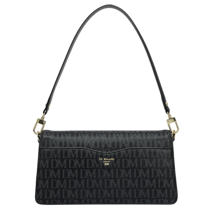 Small Monogram Plain Leather Baguette  - Black