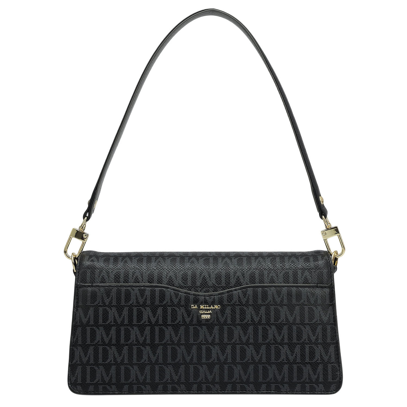 Small Monogram Plain Leather Baguette  - Black