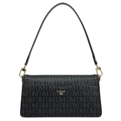 Small Monogram Plain Leather Baguette  - Black