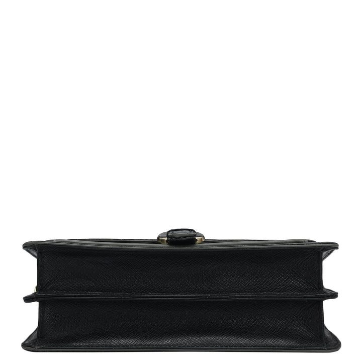 Small Monogram Plain Leather Baguette  - Black