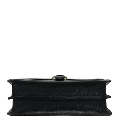 Small Monogram Plain Leather Baguette  - Black
