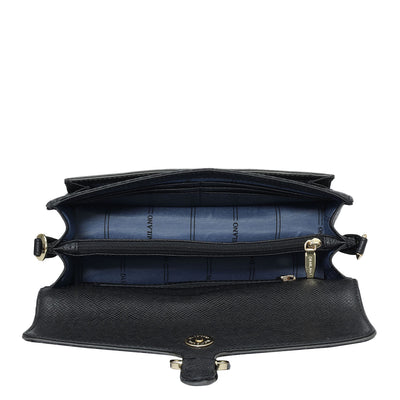 Small Monogram Plain Leather Baguette  - Black