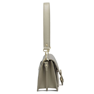 Small Monogram Franzy Leather Baguette  - Chalk