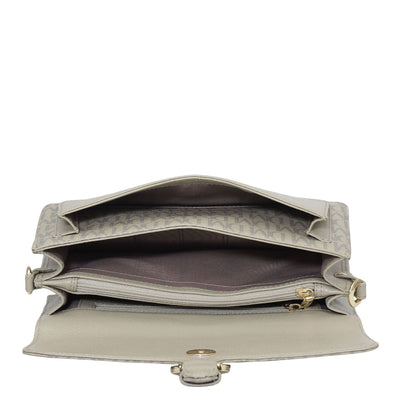 Small Monogram Franzy Leather Baguette  - Chalk