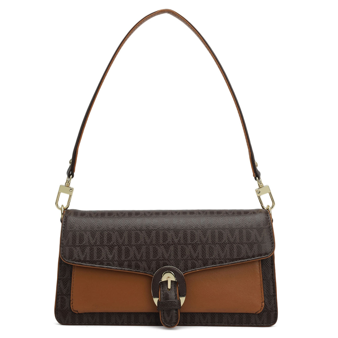 Small Monogram Plain Leather Baguette  - Chocolate