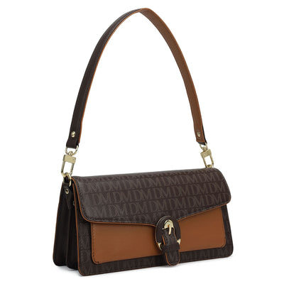 Small Monogram Plain Leather Baguette  - Chocolate
