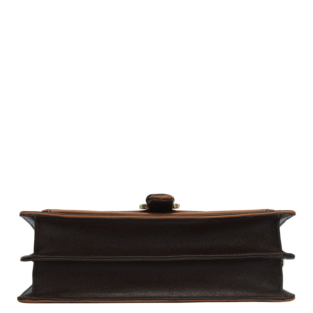Small Monogram Plain Leather Baguette  - Chocolate