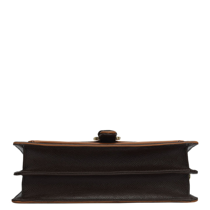 Small Monogram Plain Leather Baguette  - Chocolate