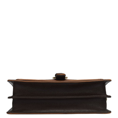 Small Monogram Plain Leather Baguette  - Chocolate