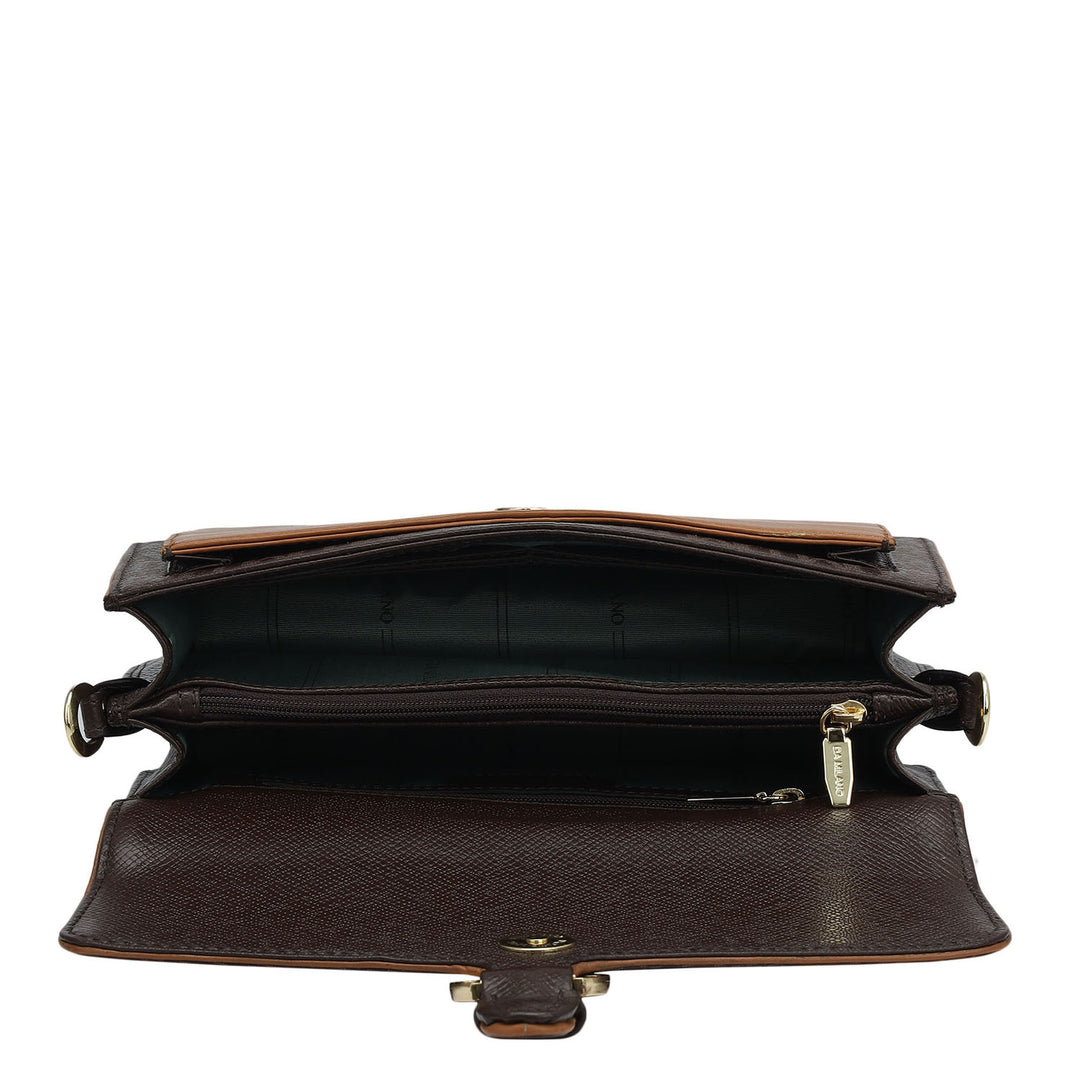 Small Monogram Plain Leather Baguette  - Chocolate