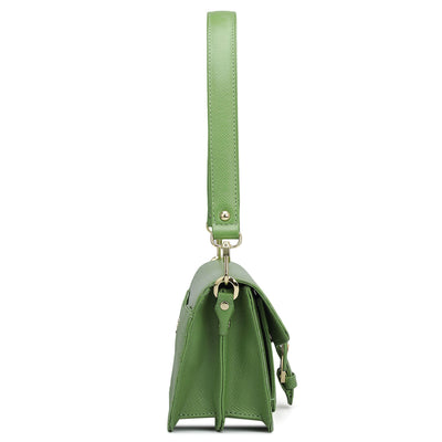 Small Monogram Franzy Leather Baguette  - Kiwi
