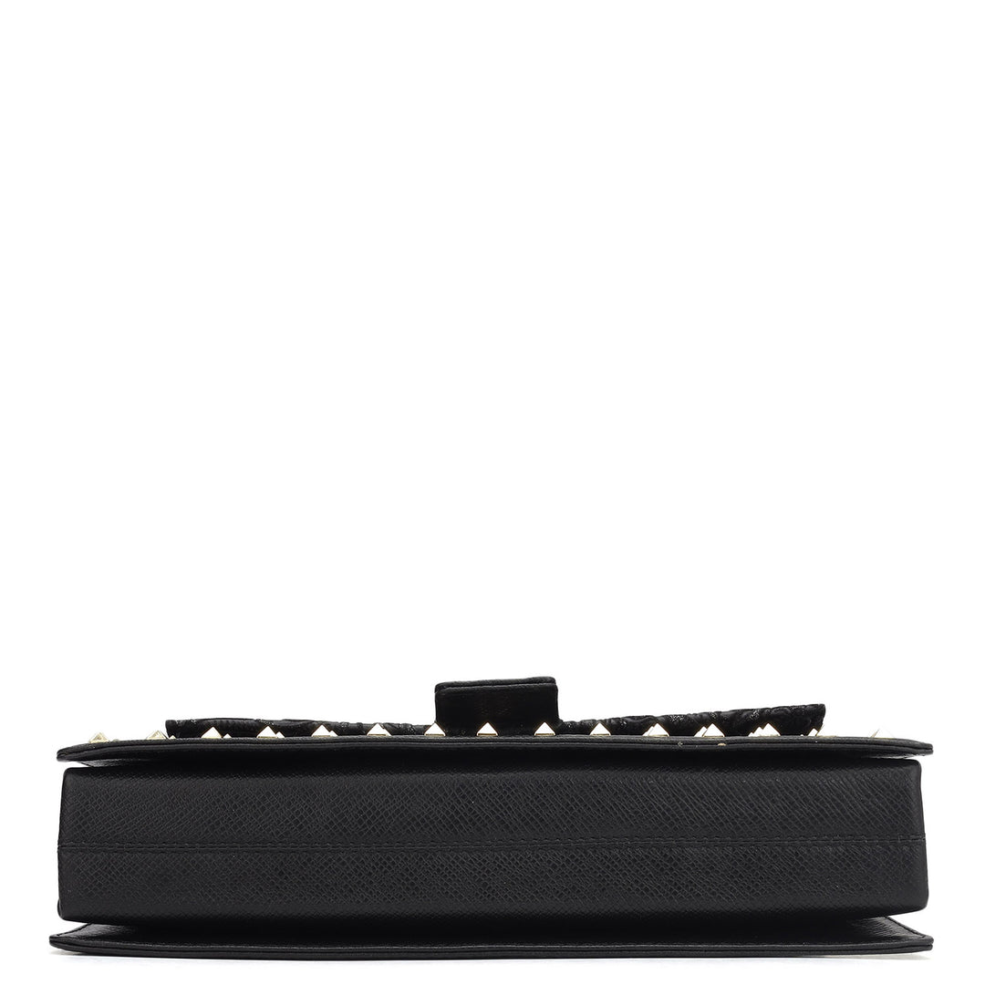 Small Floral Franzy Leather Baguette - Black