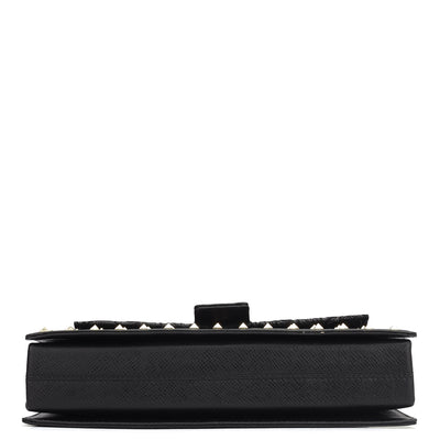 Small Floral Franzy Leather Baguette - Black